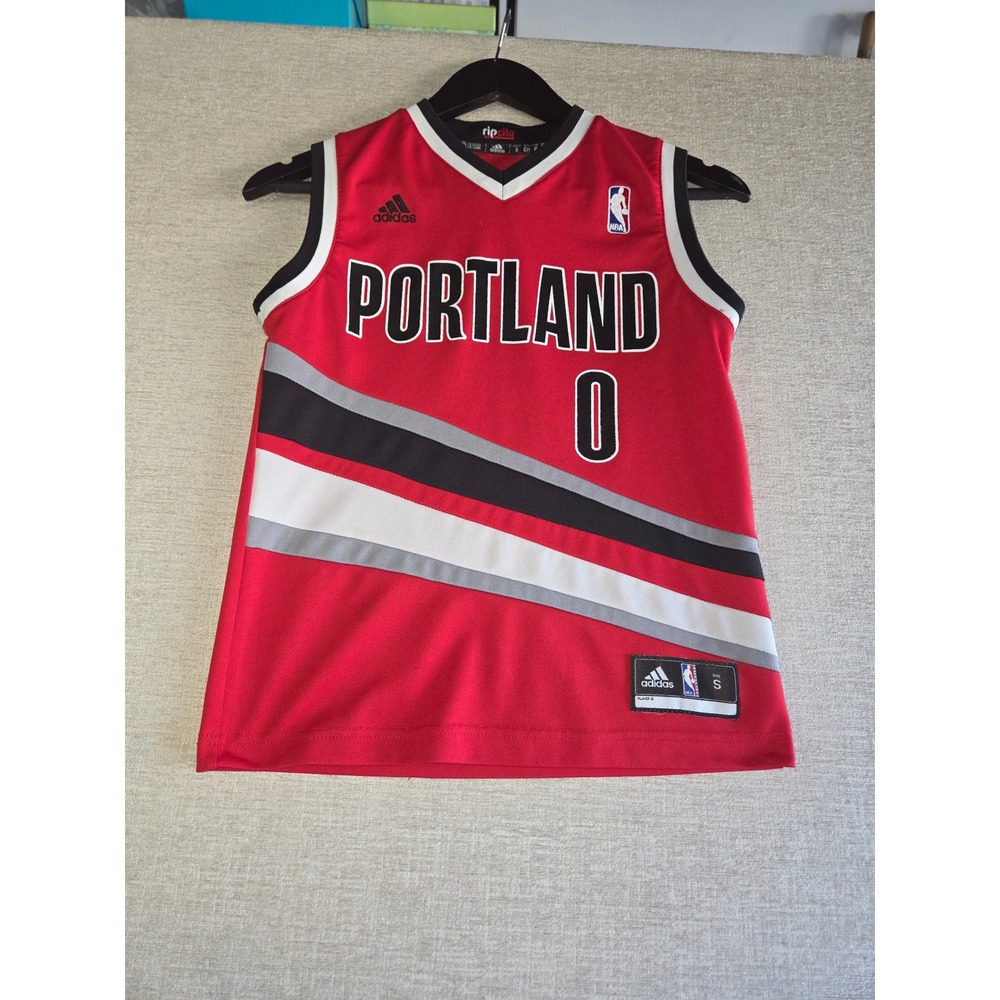Youth Portland Trail Blazers Damian Lillard  Adidas Rip City Jersey Size Small